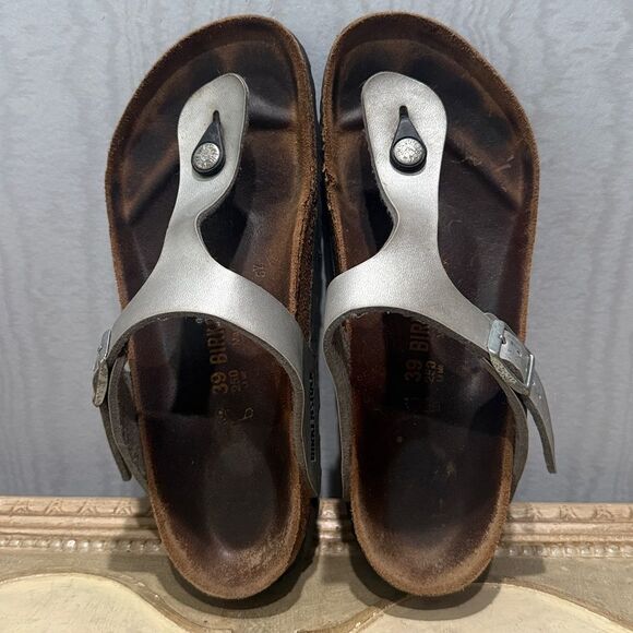 Birkenstock Gizeh Sandals Silver EU Sz 39 - Picture 8 of 15